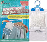 PACK OF 5 Hanging Wardrobe Dehumidifier, Condensation Remover, Moisture Absorber, Dehumidifiers for Damp, Mould, Moisture in Wardrobe, Bedroom, Caravan, Bathroom, Basement - 230 g