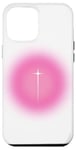 Coque pour iPhone 12 Pro Max Pink Aura Y2K Croix de foi chrétienne