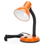 Aigostar Vintage Lampe de Bureau, Lampe de Table Retro avec Prise, Sans Ampoule, Compatible avec Les Ampoules LED Modele E27, Colonne de Lampe Reglable, Orange