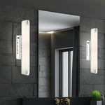 Applique murale led avec interrupteur, applique pour miroir, luminaire chromé pour cage d'escalier, verre satiné, design tige, 9W 700Lm blanc chaud,