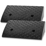 2 Pièces Rampes de Trottoir pour Seuil de Porte, Portable Ensemble de Rampes de Seuil pour Fauteuil Roulant, Voiture, Poussette et Moto (Noir)