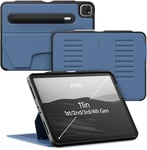 ZUGU Coque pour iPad Pro 11 2022/2021 / 2020/2018 4ème / 3ème / 2ème / 1ème Génération Case Ultra-Fin, Charge sans Fil de Pencil, Support Magnétique avec 8 Angles Réglable [ Bleu Ardoise ]