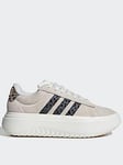 adidas Sportswear Women's Grand Court Platform Suede Trainer - Off White, White, Size 5, Women