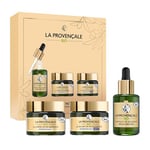 La Provençale - Coffret Cadeau Femme Noël Or de Jouvence - Pour Peaux Matures - 3 Produits - Sérum Anti-Âge, Crème Redensifiante, Baume Nuit - Edition Limitée