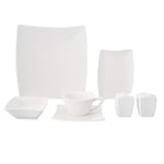 KARACA - Perfect White 32-piece white porcelain tableware set for 6 people, crockery set with 6 dinner plates, 6 coffee cups, 6 saucers, 6 coffee spoons, 2 bowls, 4 bowls, 1 salt shaker, 1 pepper shak