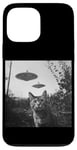 Coque pour iPhone 13 Pro Max Cat Selfie with UFO Weird 50s Photo -