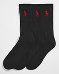 Polo Ralph Lauren Black 3 Pack Big Pony Crew Sport Socks