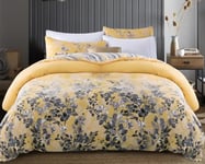 Hafaa King Size Duvet Cover Sets Soft Microfibre Printed 3 Pcs Kingsize Bedding Bed Set Fade and Wrinkle Resistant Duvet Cover Sets (Ochre Blossom)