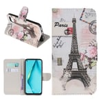 Huawei Wonderland P40 Lite / Nova 6 SE flip kotelot - Eiffel Torni Hopea/Harmaa