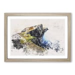 Big Box Art Lighthouse in The Isle of Skye Watercolour Framed Wall Art Picture Print Ready to Hang, Oak A2 (62 x 45 cm)