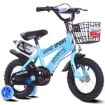 LYN Kids Bike, Kids Bike,Childrens Scooter Bikes,In Size 12'', 14'', 16'', 18'' Carbon Steel Frame,for 3-10 Years old with Training Wheels & Hand Brakes (Color : Blue, Size : 18'')