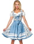 Nydelig Luksus Dirndl-Oktoberfestkjole med Blomstermønster og Forkle