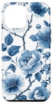 iPhone 12 Pro Max Blue and White Toile French Pattern Flowers Floral Botanical Case