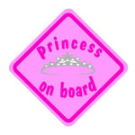 Princess On Board Car Window Child Safety Sign with Suction Cup