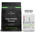 Vegan Protein Powder Apple Cinnamon Swirl 500G + PHD L-Carnitine Caps DATE 05/23