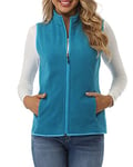 fuinloth Manteaux sans Manche Femme Chaud Polaire Zippé Gilet Veste pour Printemps Automne Hiver Bleu Lac L