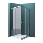 Mai & Mai Cabine de Douche avec Deux Portes Coulissantes Verre Trempé Transparent avec Bac à Douche de 4cm RAV16K-Plus 80x100cm