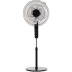 Homcom - Ventilateur sur pied ø 44 cm hauteur réglable oscillant silencieux 45 w avec télécommande minuterie 3 modes 3 vitesses noir