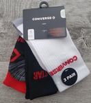 Converse Crew Kids Socks Size Eu 27-35 Pack Of 3 Pairs Smooth Toe Seam