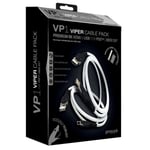 Gioteck VP1 Viper Cable 2-Pack incl. HDMI 2.1 and Type-C Braided Cables - White, 3m