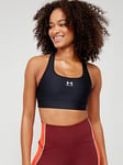 UNDER ARMOUR Authentics Mid Padless Sports Bra - Black, Black/White, Size S, Women