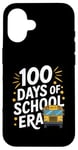 Coque pour iPhone 16 100 Days of School Era Graphique bus scolaire vintage