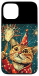 iPhone 13 New Year Cheer with this Happy and Funny looking Cat Design Case