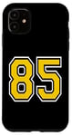 Coque pour iPhone 11 Numéro 85 en jaune, noir, blanc, version de poche