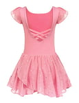 Arshiner Vêtements de Ballet pour Enfants Robe de Ballet Rose à Manches Courtes Justaucorps en Coton Robe de Danse avec Jupe Tutu 6-7 Ans