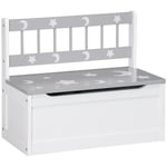 2 In 1 Wooden Kids Storage Bench, Toy Box with Safety Rod - Grey