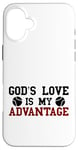 Coque pour iPhone 16 Plus God's Love is My Advantage Christian Tennis Jesus Christ