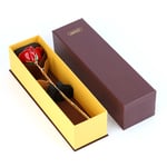 Rose Dipped In 24k Gold Forever Preserved Long Stem Rose With Golden Leaf Red