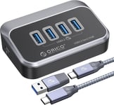 Hub Usb C,4 Ports Usb Hub Avec Super Vitesse 10 Gbit/S,Répartiteur Usb Avec Câble De Données Usb C De 0.5 M Et Port D'Alimentation De Type C 5V/2A Pour Mac Pro/Mini,Pc,Disque Dur,Disque