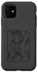 Coque pour iPhone 11 Rose noire abstraite dessin minimaliste Line Art