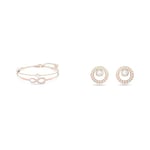 Swarovski Bracelet-Jonc Infinity Femme, Cristaux Blancs en Forme D'Infini avec Une Pierre de Cristal & Boucles D'Oreilles Creativity, ensemble de Clous D'Oreilles Au Placage de Ton Or Rosé, Blanc