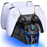 HELLCOOL PS5 Controller Charger, PS5 Charging Station Accessories for Playstation 5 Controller, PS5 Charger Dock for Dualsense Wireless/Edge Controller, PS5 Docking Station with Unique Look/Cool RGB