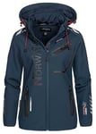 Geographical Norway REINE LADY - Veste Softshell Femme Impermeable - Jacket À Capuche Outdoor - Blouson Coupe Vent Resistant Hiver - Activites En Exterieur Randonnée (Marine S) Taille 1