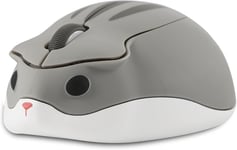 Souris Sans Fil Souris Hamster De Dessin Animé Souris Portable 2.4Ghz 1200Dpi Optique Sans Fil Avec Récepteur Usb Souris Compacte Et Silencieuse Pour Ordinateur Pc Mac Cadeau Pour Les Enfants, Gris