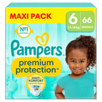 Pampers Protection Large Premium bleier, størrelse 6 Extra 13+kg, maxipakke (1x 66 bleier)