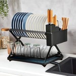 Drying In The Air Collapsible Dish Drainer Rack With Drip Tray & Drainage Spout