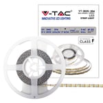 V-TAC Ruban LED bobine de 5 mètres 17 W au mètre ruban lumineux SMD 2835 Couleur de la lumière blanche chaude 3000 K d'intérieur avec bande adhésive, alimenté à 12 V.