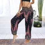 RIQWOUQT Wide Leg Pants For Women Black Women'S Loose Wide Leg Pants Yoga Pants Floral Wide Leg Pants Long Stretch Pants Loose Palace Pants Sweatpants Harem Pants,L