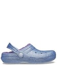 Crocs Kids Classic Lined Glitter Clog - Purple, Purple, Size 9 Younger