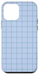 Coque pour iPhone 12 mini Bleu pastel, carreaux bleus, pastel danois, motif minimaliste