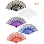 5 Styck Vintage Folding Fläkt Spansk Folding Hand Fan Handheld 5 PCS