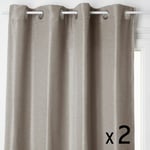 Atmosphera Créateur D'intérieur - Lot de 2 Rideaux à œillets Occultant Beige Lin 140 x 260 cm - Atmosphera