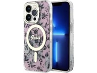 Guess Etui Na Telefon Guess Guhmp14xhcfwsp Do Apple Iphone 14 Pro Max 6,7" Różowy/Pink Hardcase Flower Magsafe