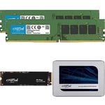 Crucial RAM 16GB Kit (2x8GB) DDR4 2400MHz CL17 Desktop Memory & Crucial P3 Plus M.2-2280 500GB PCI Express 4.0 x4 NVMe Solid State Drive & Crucial MX500 500GB 3D NAND SATA 2.5 Inch Internal SSD