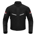 BORLENI Veste de Moto Homme Été, Blouson Moto Respirant, avec Homologué CE Protections Amovibles aux Coudes et Épaules, Réflexion Brillante, Noir XL