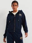 Tommy Hilfiger Varsity Crest Logo Zip Through Hoodie - Navy, Navy, Size Xxl = Uk 16, Women